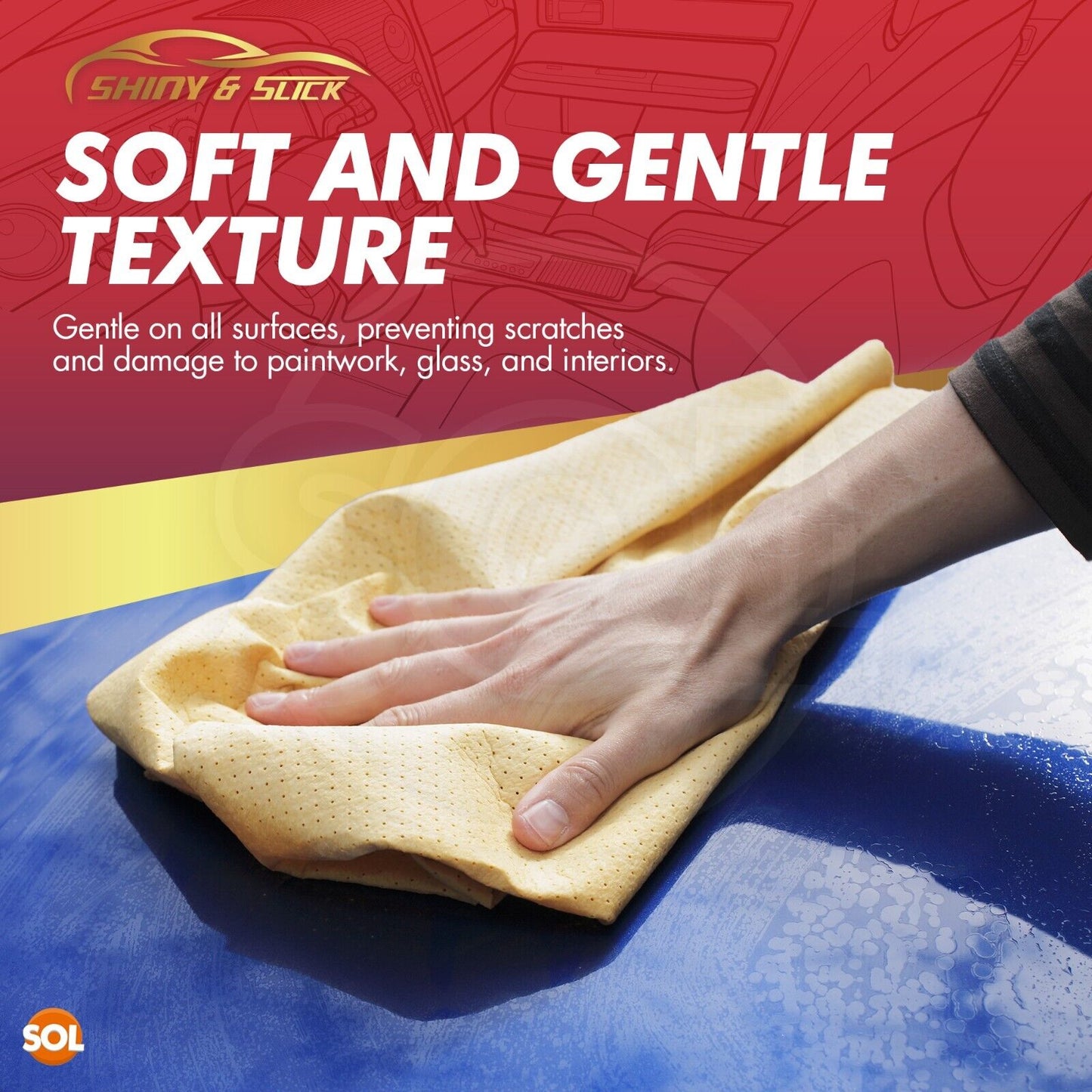 Synthetic Chamois Leather Cloth 40x35cm Car Shammy | 2 Pack