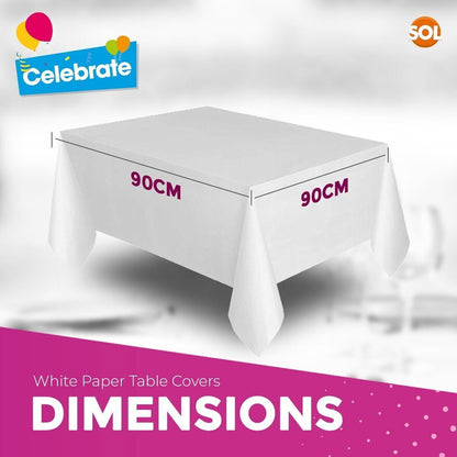 5pk White Paper Table Cloths Square Disposable Birthday Party Tablecloths Covers