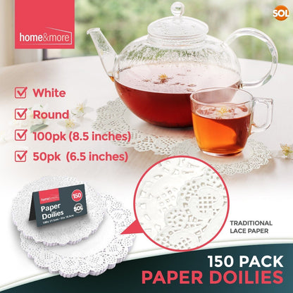 150pk White Paper Doilies 8.5 & 6.5 Inch Round Lace Party Doylies Doyleys Doily