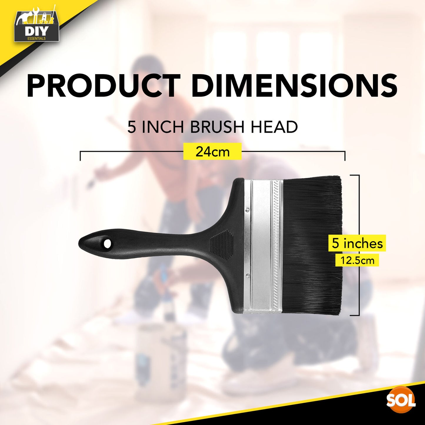 1-2pk 5 Inch Paint Brushes - For Interior & Exterior Painting with No Bristle Loss & Comfortable Handle