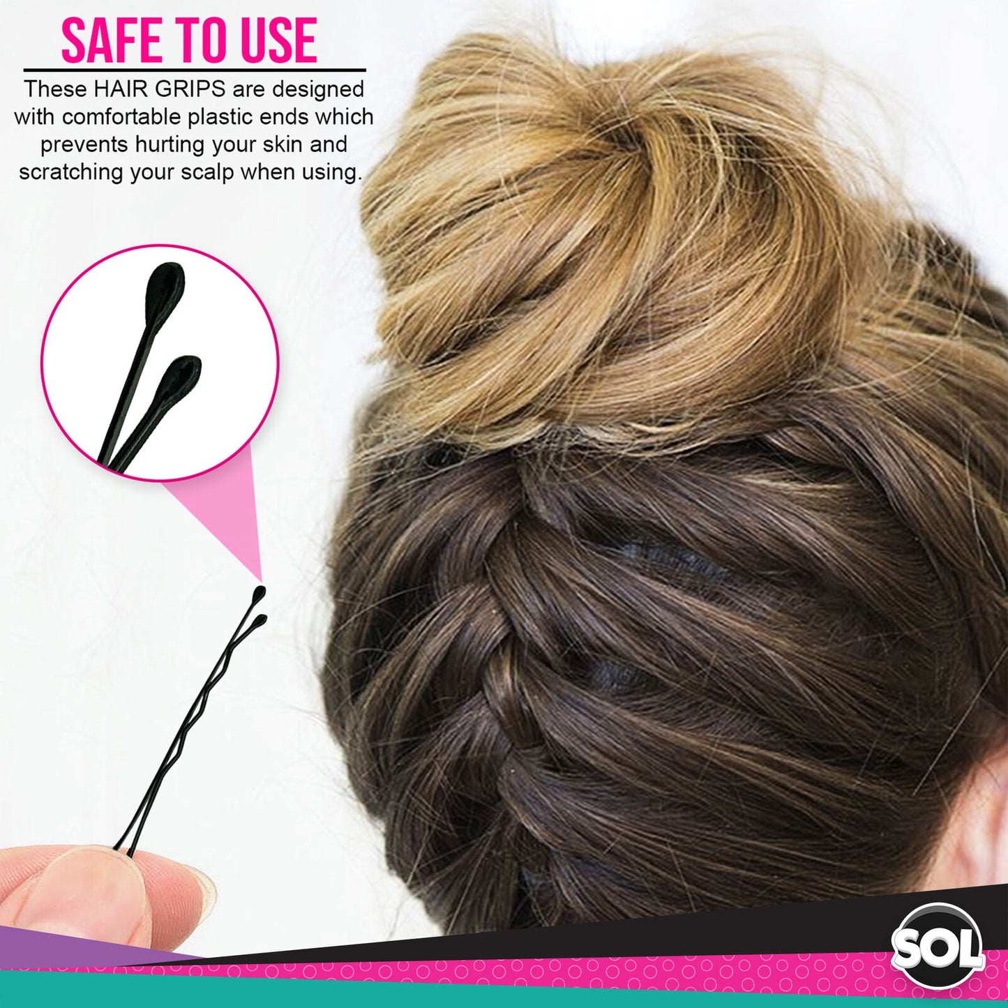 Hair Grips Black Bobby Pins 4.6cm | Waved Styling Clips | 400 Pack