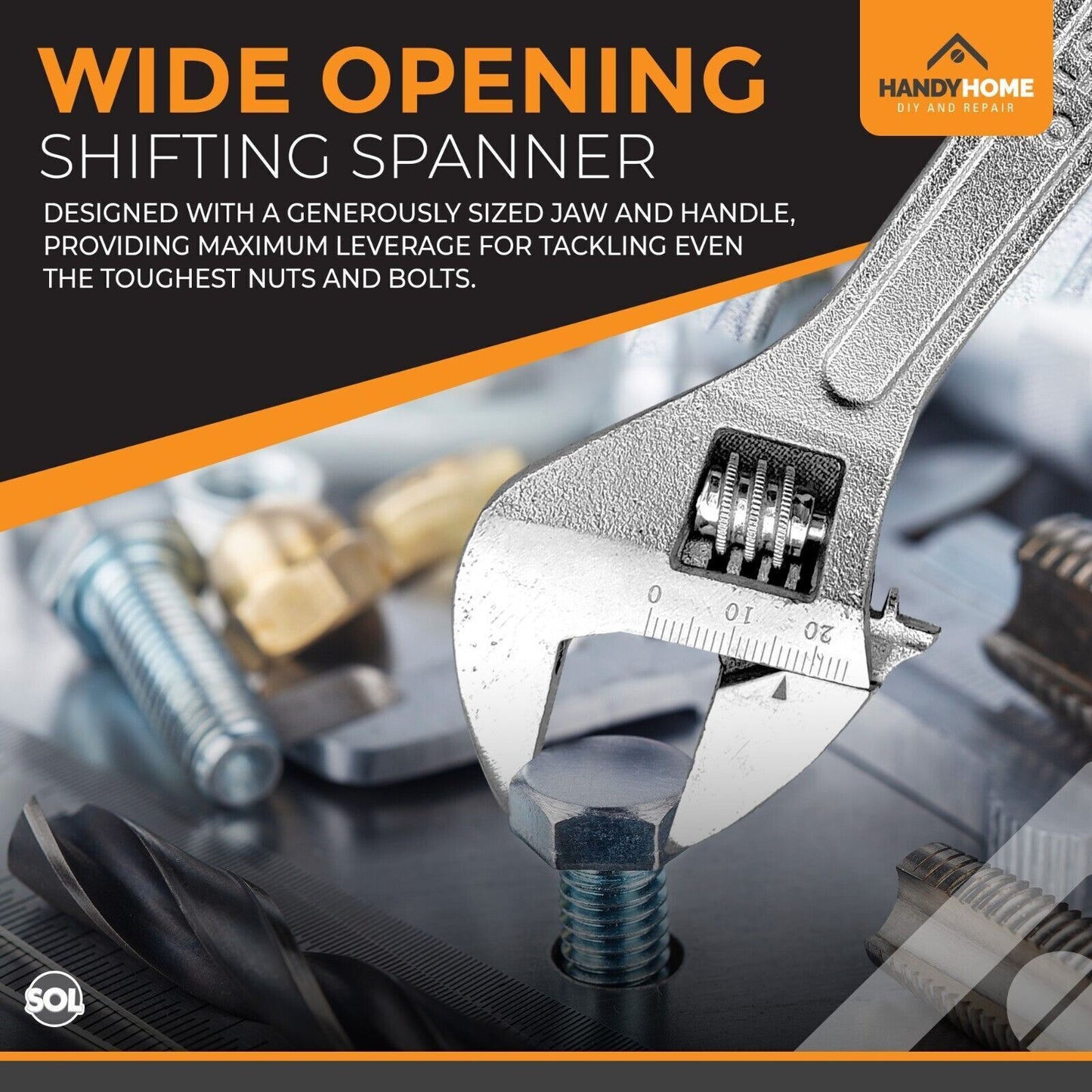 Adjustable Wrench Spanner 8" 200mm | Heavy Duty Wrenches Tool 0-24mm Opening Jaw