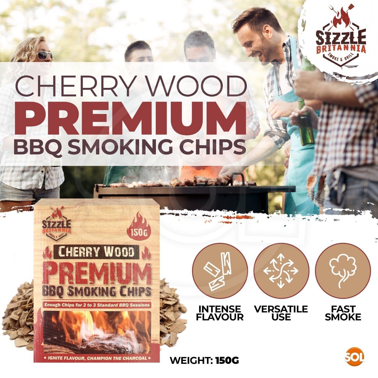 BBQ Smoking Wood Chips For Food 150g Smoker Chunks | Apple Hickory Walnut Cherry