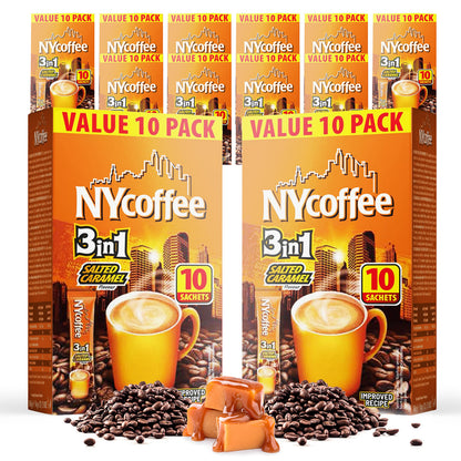 NY Coffee 3 in 1 Salted Caramel 100 Sachets 10x10pk Instant White & Sugar