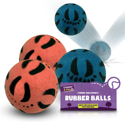 4pk Rubber Dog Balls | Bouncy Puppy Pet Solid Hard Play Ball Fun Fetch Chew Toys