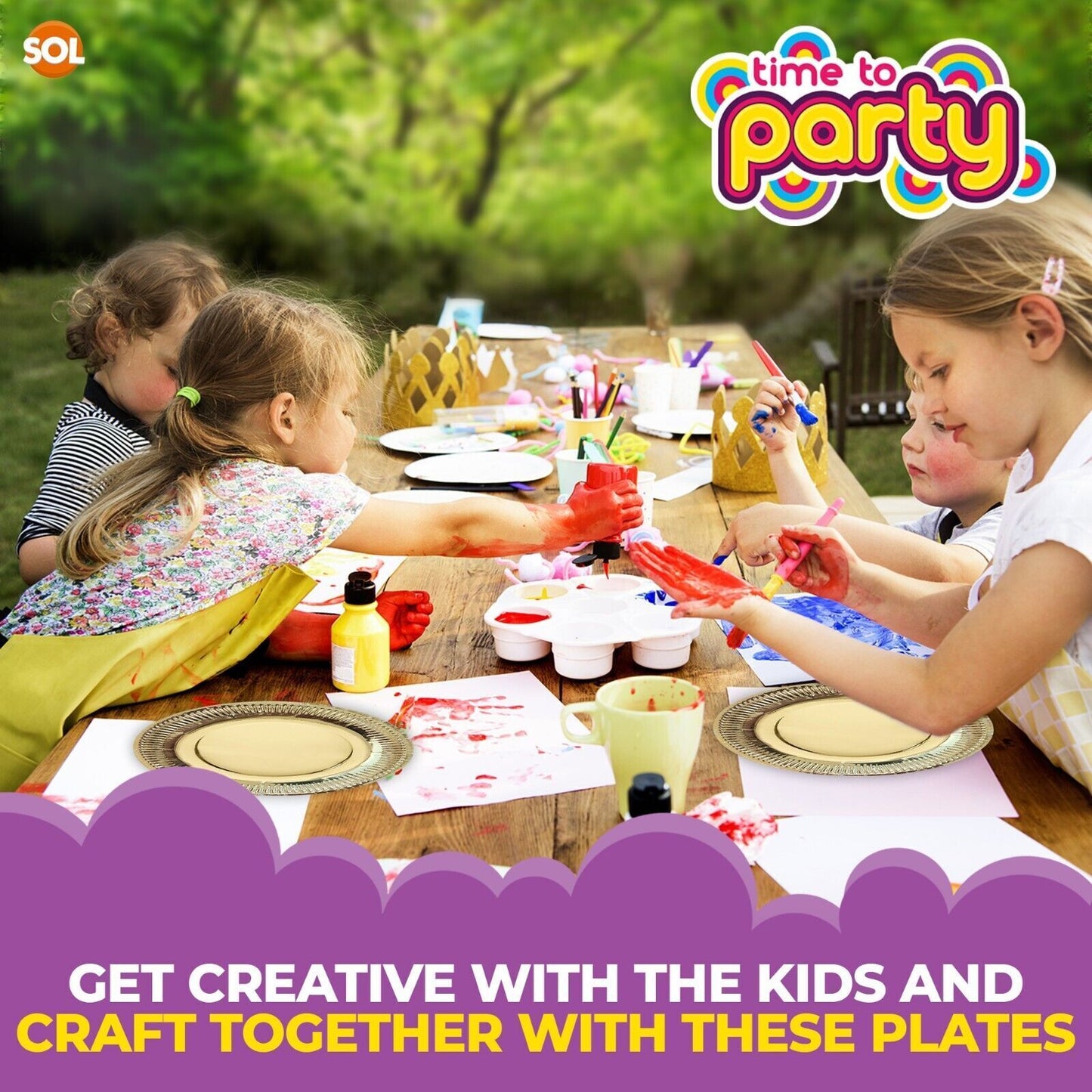 12-48pk Gold Silver Paper Plates 9 Inch Round Disposable Party Tableware Events