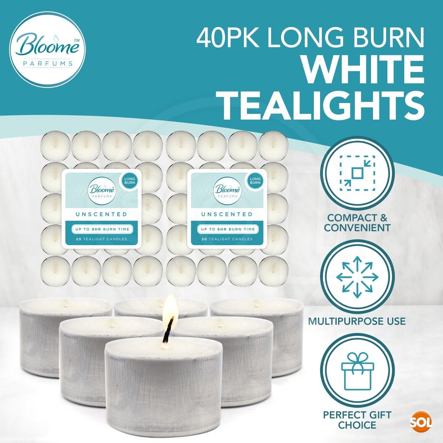 60-300 Tea Lights White Unscented Candles 8 Hour Long Burn 8hr Night Tealights