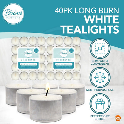 60-300 Tea Lights White Unscented Candles 8 Hour Long Burn 8hr Night Tealights