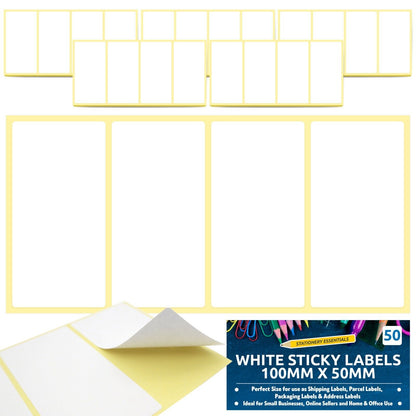 200-1000 White Stickers 100x50mm Self Adhesive Sticky Printer Address Labels