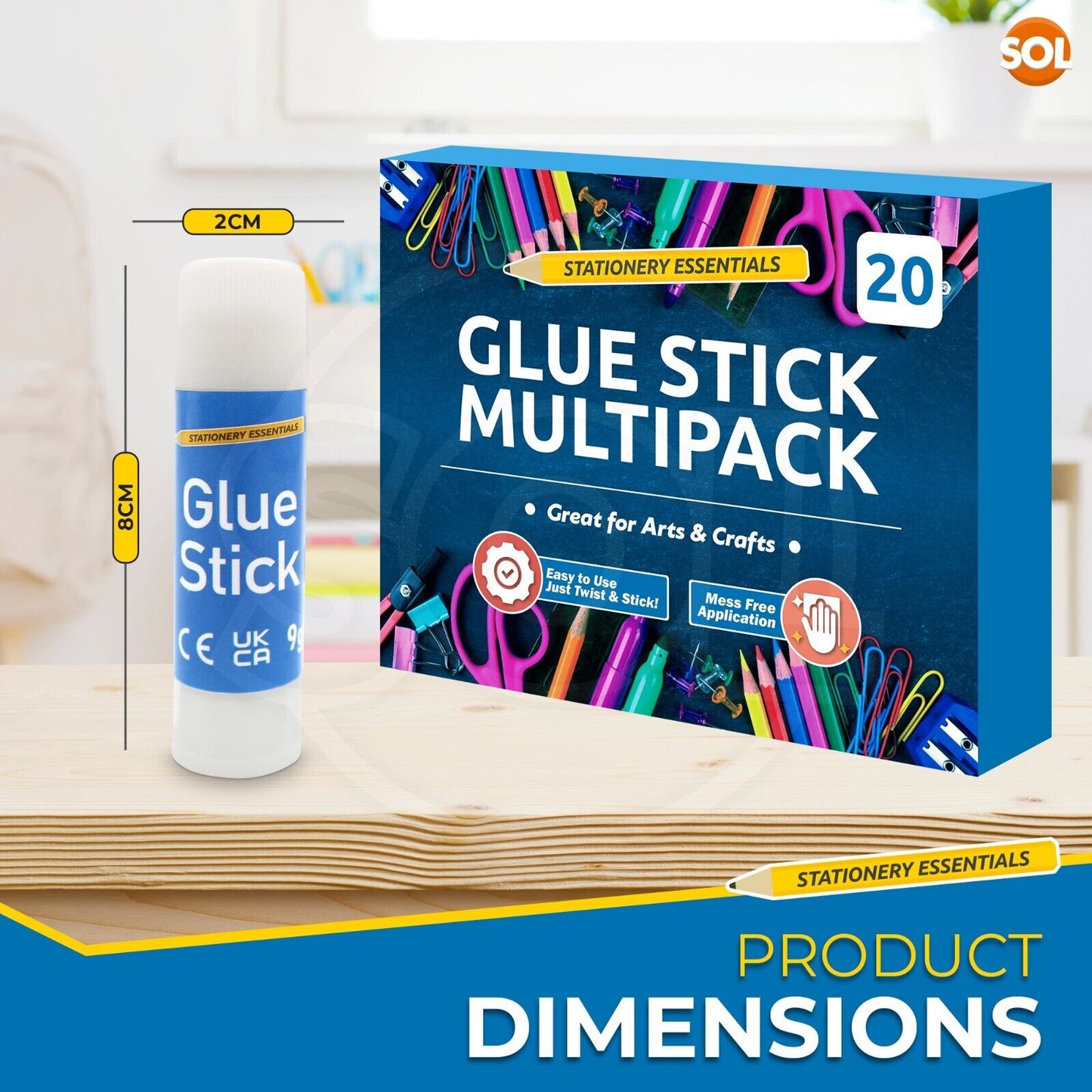 20PK Kids Glue Sticks School 9g | Washable Non Toxic Home Office Arts Craft Bulk