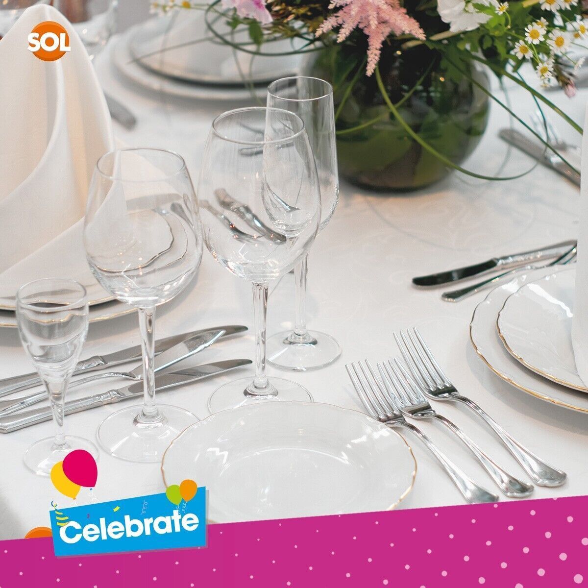 5pk White Paper Table Cloths Square Disposable Birthday Party Tablecloths Covers