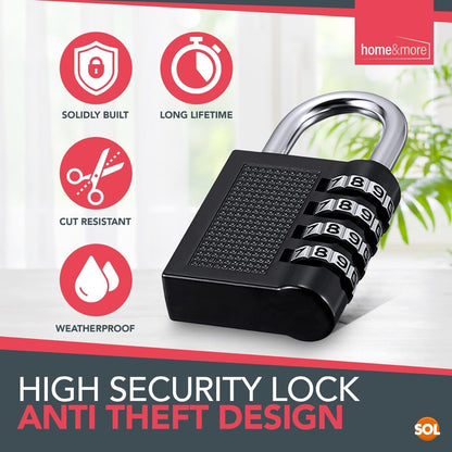 3pk-4pk Four Digit Combination Padlock Heavy Duty Outdoor Lock Gym Travel Luggage Locker