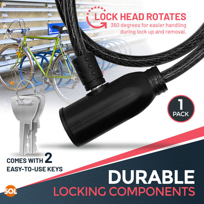 Bike Lock Cable with Keys | 650mm Heavy Duty Strong Steel Bicycle Security Chain