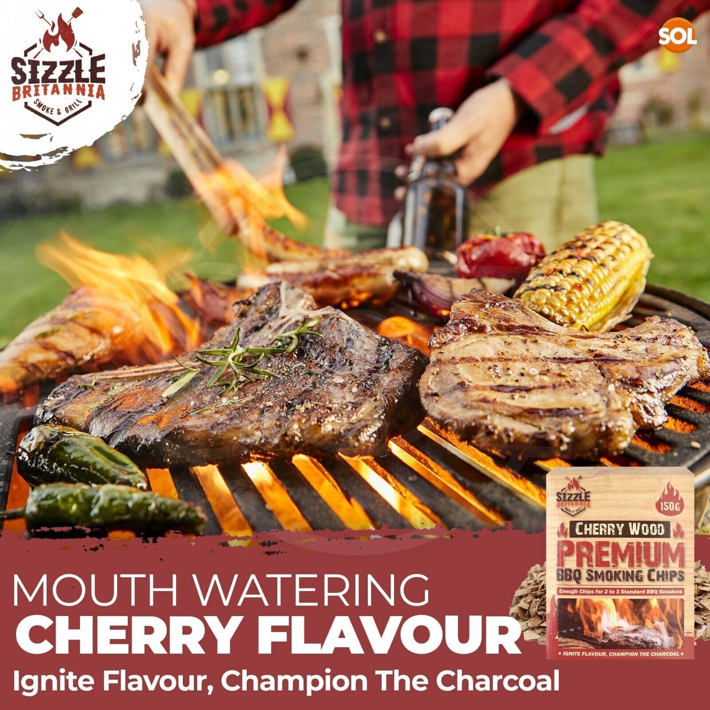 BBQ Smoking Wood Chips For Food 150g Smoker Chunks | Apple Hickory Walnut Cherry