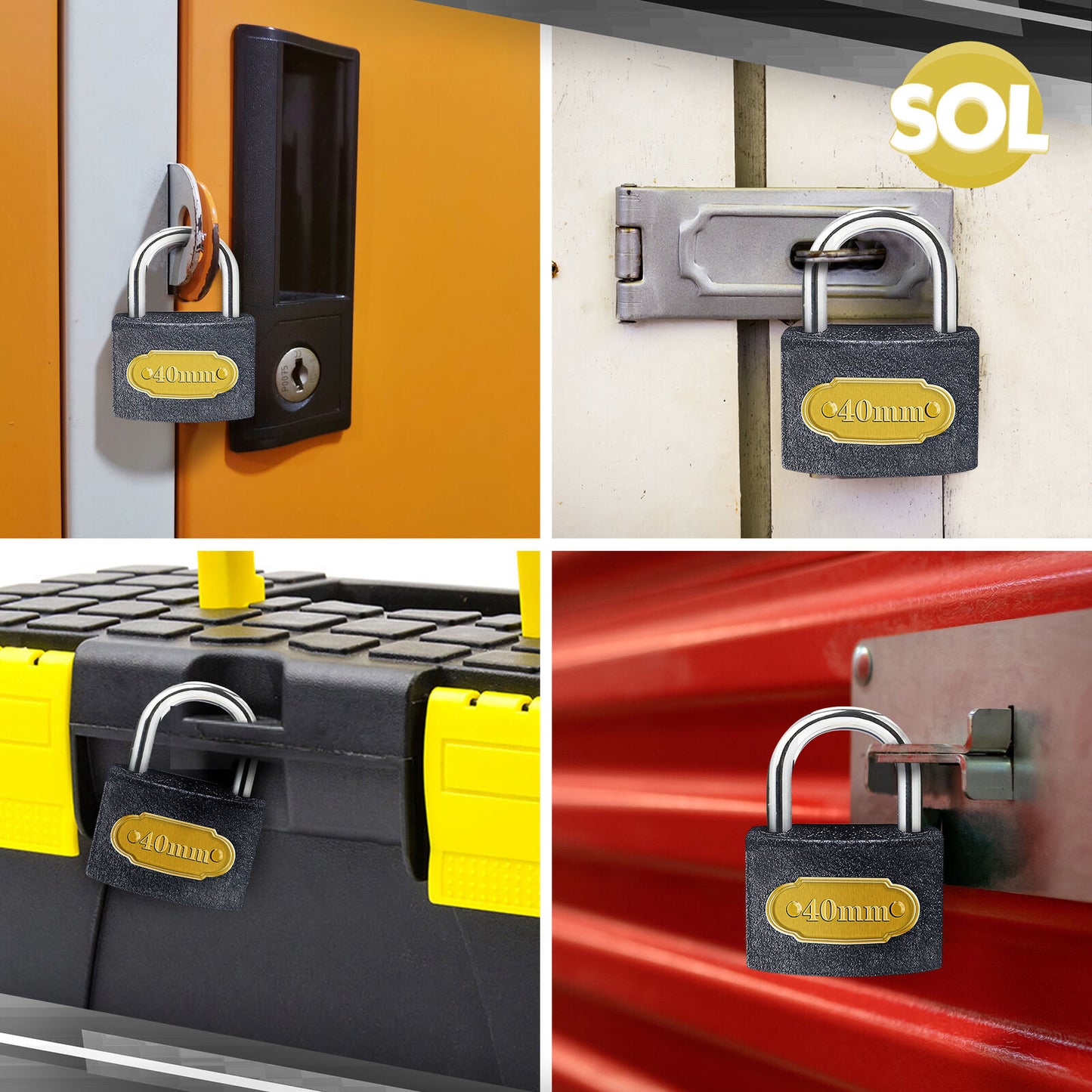 Padlock 40mm Heavy Duty Iron Outdoor Shed Safety Security Shackle Lock 2 Key