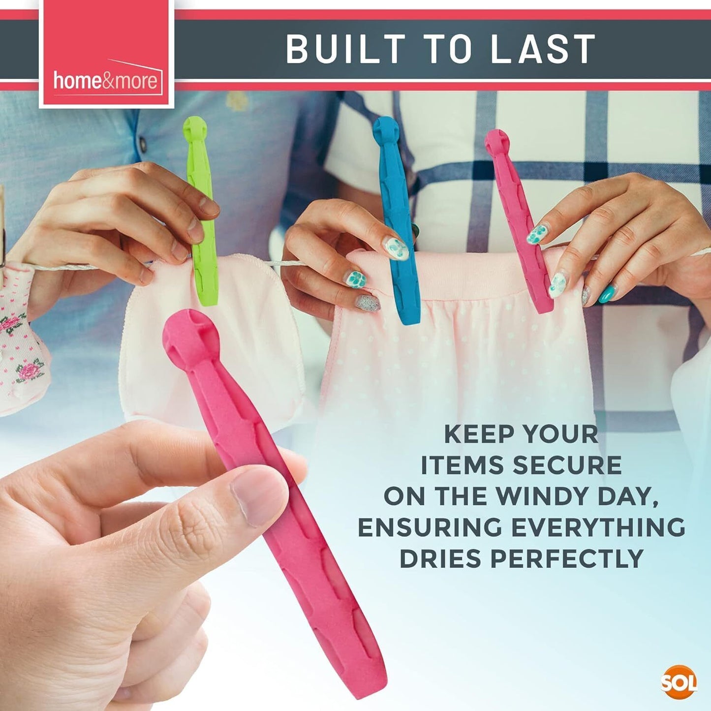 Dolly Pegs Durable Plastic Laundry Washing Clothes Line | 24 Pack