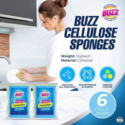 3-6pk Cellulose Sponge Wipes | Highly Absorbent Cleaning Cloths Kitchen Surface