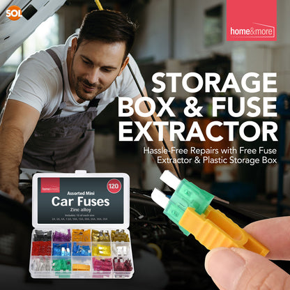 120pk Mini Car Fuses 2-35A Micro Bike Van Auto Fuse Mini Blade Set w/Puller