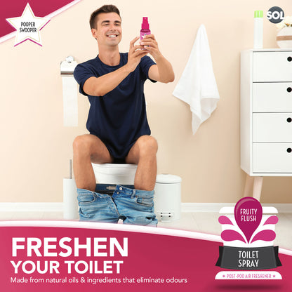 3 x 60ml Pooper Star Toilet Spray Air Freshener Bowl | Fruity Fragrance Perfume