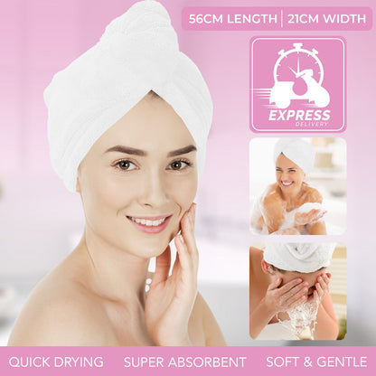 Hair Turban Towel | Microfibre Head Wrap | Quick Dry Drying Bath Shower Hat Cap