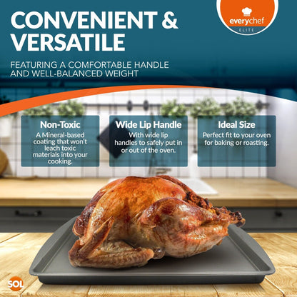 2-4 Oven Tray Set 38x25cm Large Roasting Pan Baking Bakeware Kitchen Steel Sheet