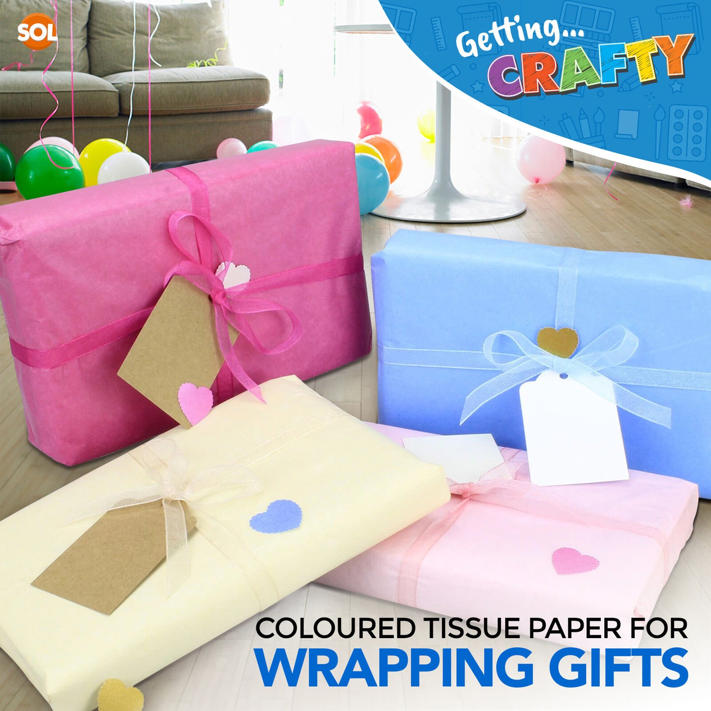 40 Large Multi Coloured Tissue Paper Sheets Assorted Pack Gift Wrapping 50x66cm