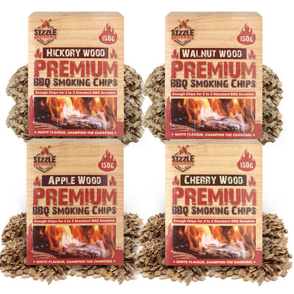 BBQ Smoking Wood Chips For Food 150g Smoker Chunks | Apple Hickory Walnut Cherry