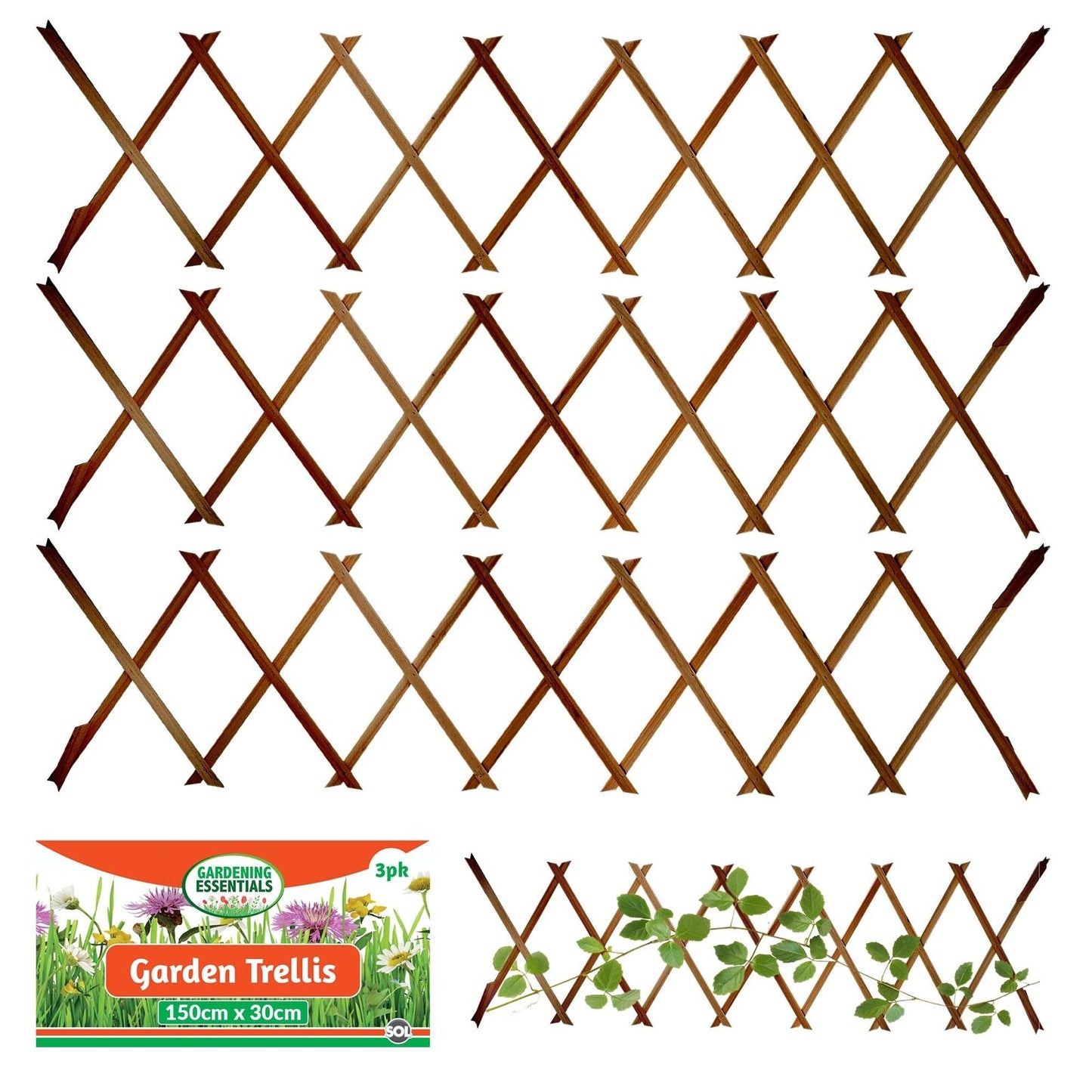 3-9 Expanding Garden Trellis Fence Panel 5x1FT 150x30cm Wooden Trellises Fencing