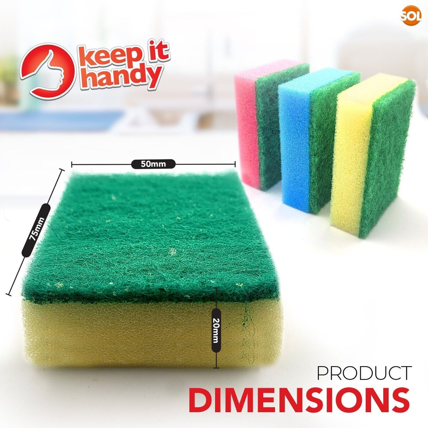 60-100pk Sponge Scourers Washing Up Kitchen Dish Scouring Pads Cleaning Supplies