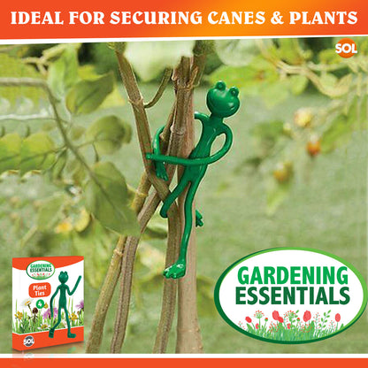 4 Frog Garden Plant Ties Supports | Reusable Soft Rubber Twist Adjustable Tree