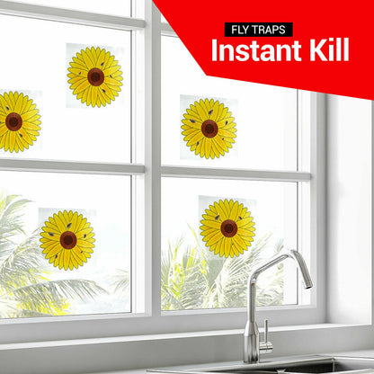 8pk Fly Trap Window Stickers Sticky Sunflower Insect Bug Flies Killer Catcher