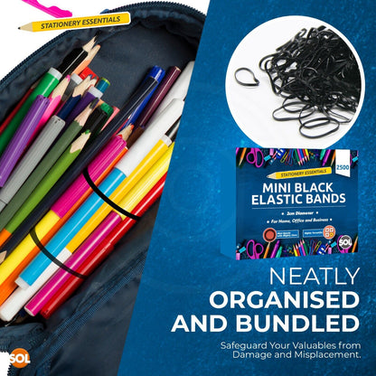Mini Black Hair Elastics Rubber Bands Braids Plaits | 2500 Pack