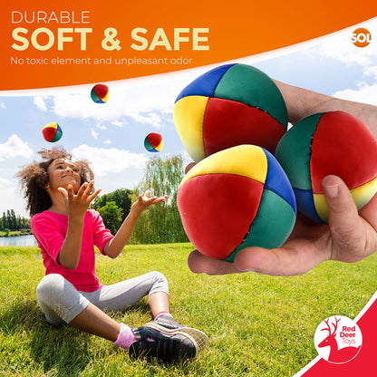 9 Juggling Balls Professional Pro Learn to Juggle Coloured Set Circus Clown Toy