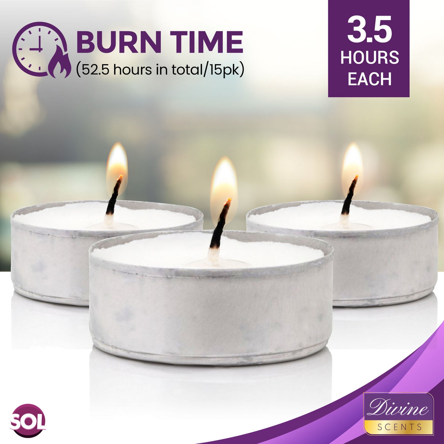 15-150pk Tea Lights White Unscented Unfragranced Candles 3.5 Hour Night T Lights