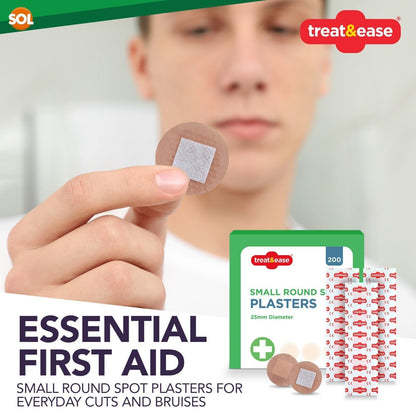 400-600pk Round Spot Plasters 2.5cm | Small Sterile Washproof First Aid Wound