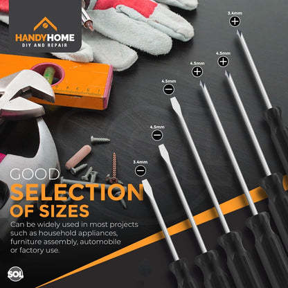6pk Screwdriver Set Phillips Crosshead Slotted Flathead Non-Slip Precision Tool