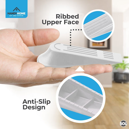 12pk White Rubber Door Wedges Stop | Heavy Duty Stoppers Home Office Jammer Jam