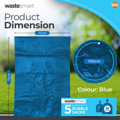120PK Blue Rubble Sacks Large Heavy Duty Strong Builders Waste Rubbish Bags