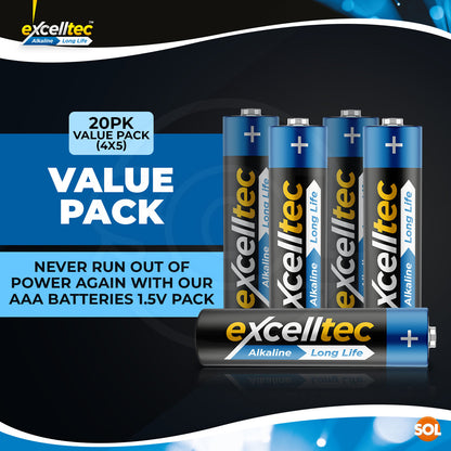 20pk AAA Batteries - Alkaline x 1.5V Battery | Heavy Duty Power Long Expiry
