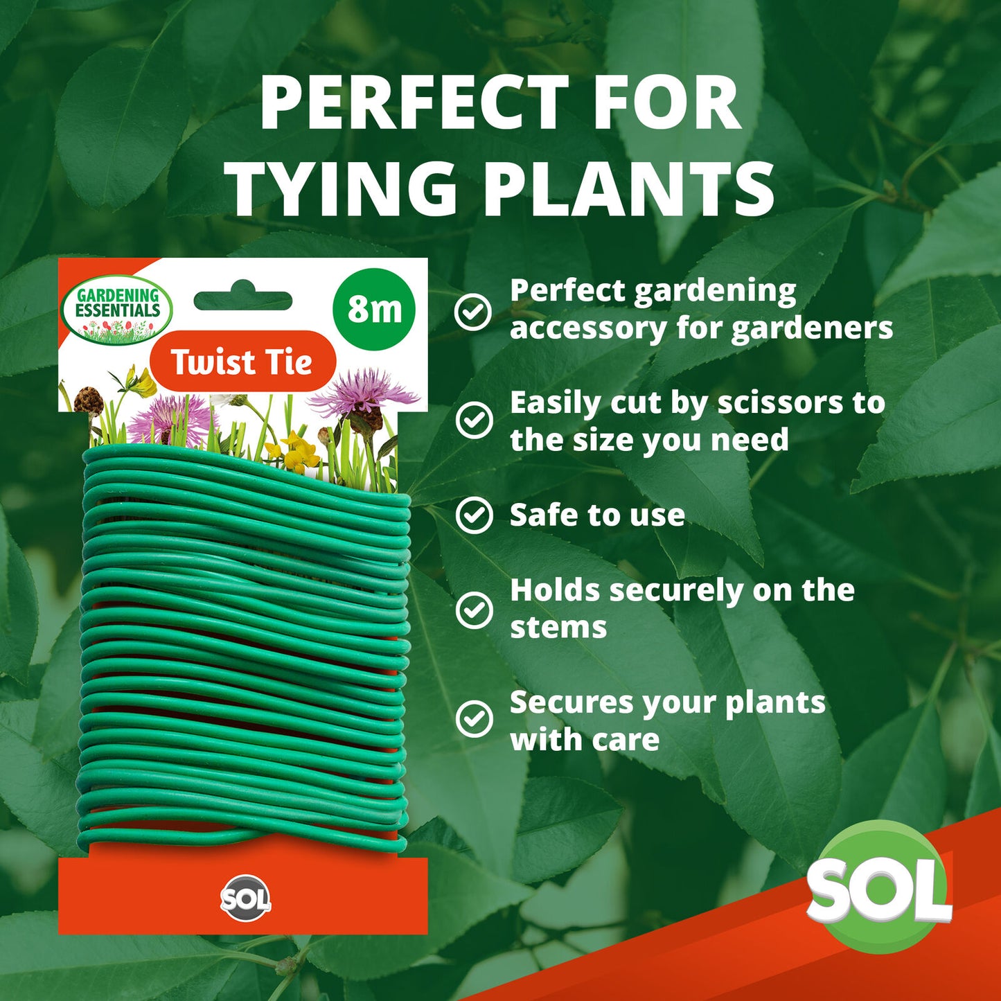 8m Plant Twist Ties Support Soft Reusable Weatherproof Garden Wire Flexible Tie