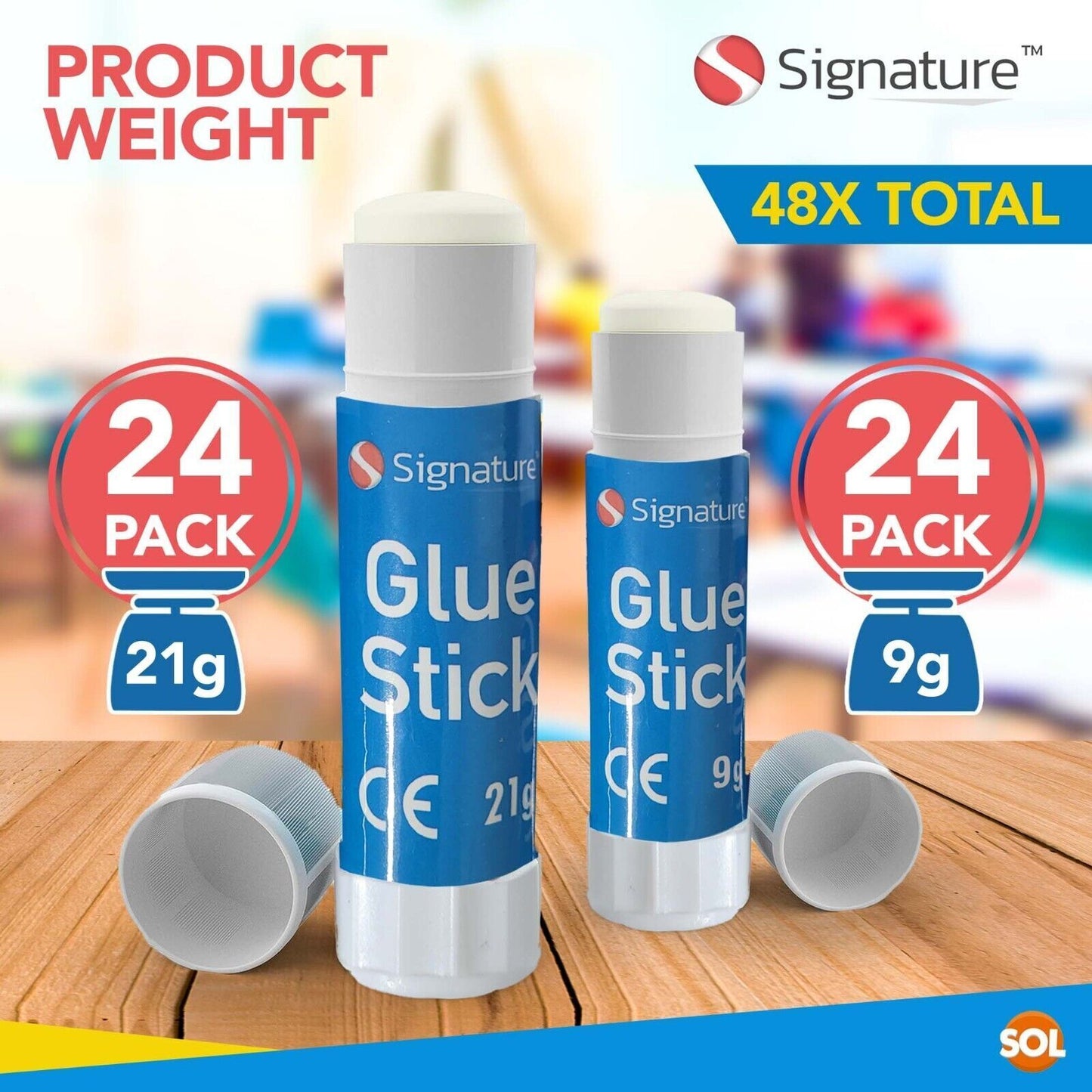 16-48pk Kids Glue Sticks School 9g 21g Washable Non Toxic Home Office Craft Bulk