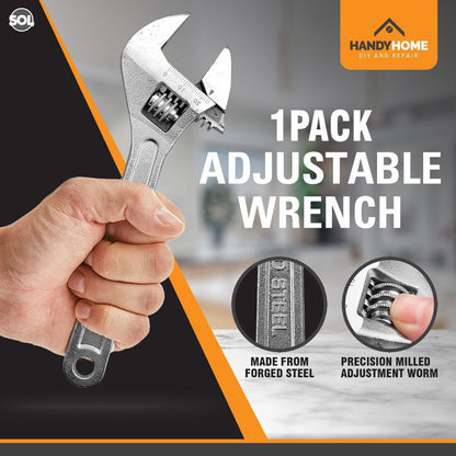 Adjustable Wrench Spanner 8" 200mm | Heavy Duty Wrenches Tool 0-24mm Opening Jaw