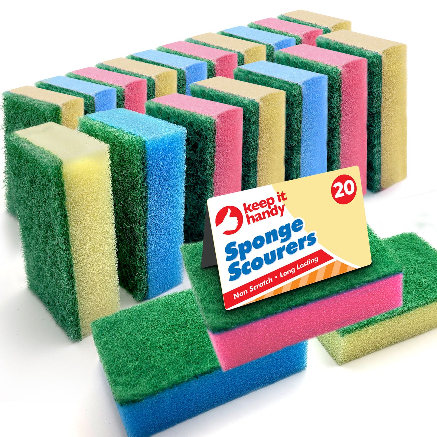 20 Pack Sponge Scourers Washing Up Kitchen Dish Scouring Pads Cleaning Supplies