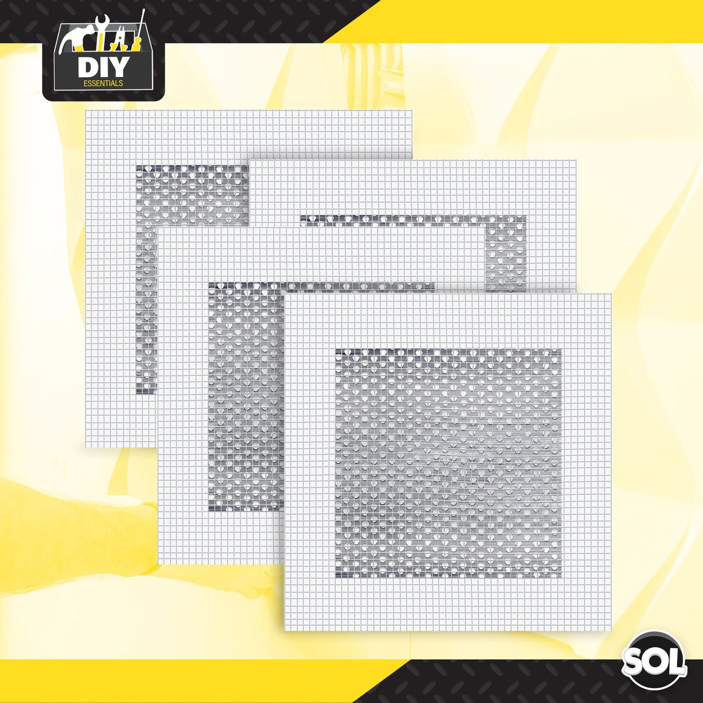 4pk Self Adhesive Wall Repair Patch 10cm x 10cm Mesh Drywall Ceilings Plastering