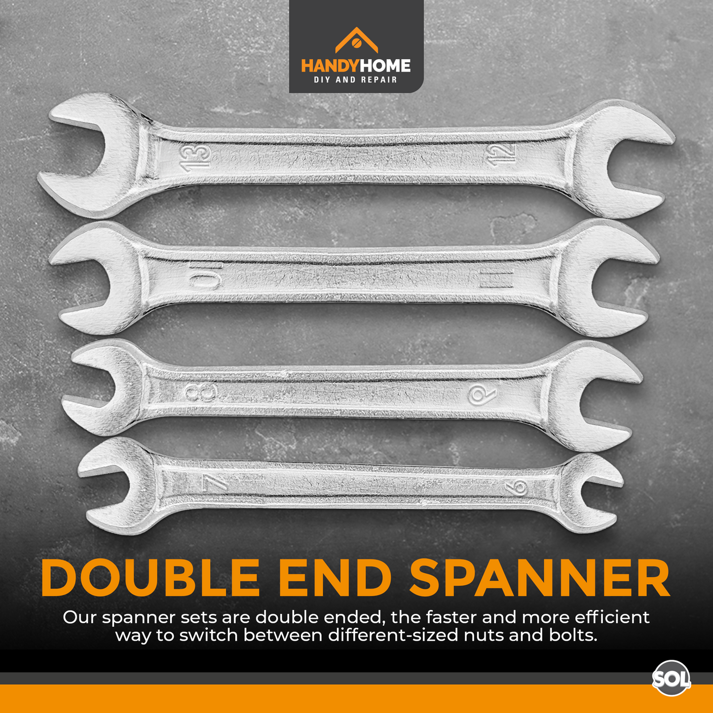 4PC Metric Open End Spanner Set 6mm - 13mm Double Ended DIY Garage Workshop Tool