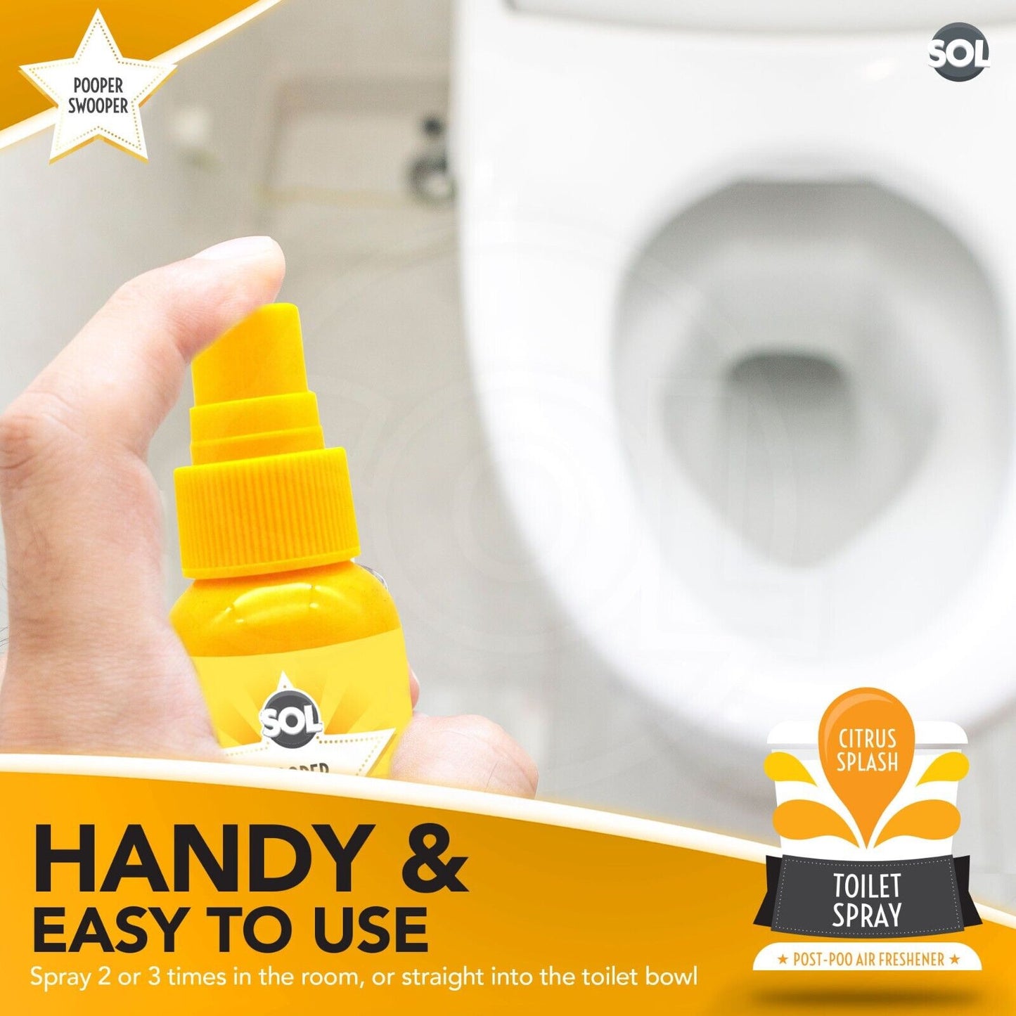 3-6 60ml Pooper Star Toilet Spray Air Freshener Bowl | Citrus Fragrance Perfume