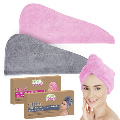 2-4 Hair Turban Towel Microfibre Head Wrap Quick Dry Drying Bath Shower Hat Cap