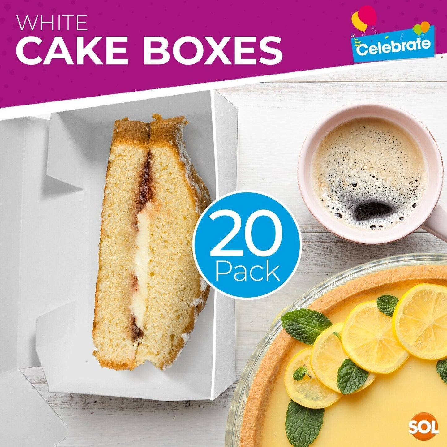 20-100pk White Single Cake Slice Boxes Individual Wedding Birthday Party Favour