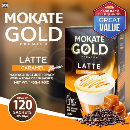 60-120 Mokate Gold Latte Coffee Sachets | Premium Caramel Classic Instant Sticks