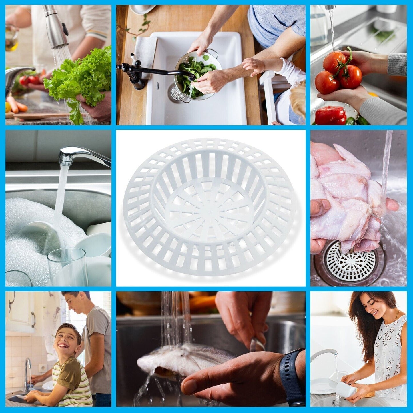 2-4pk Plastic Sink Strainer White Kitchen Bath Basin Drain Waste Hair Plug Hole